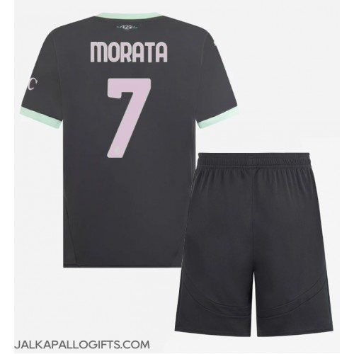 AC Milan Alvaro Morata #7 Kolmas Peliasu Lasten 2024-25 Lyhythihainen (+ Lyhyet housut)